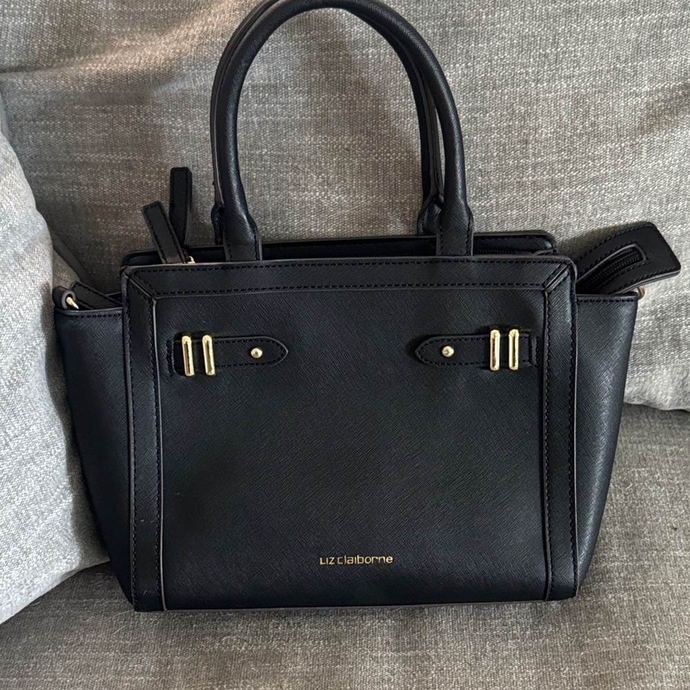 Liz Claiborne Black Bag with Gold Accents